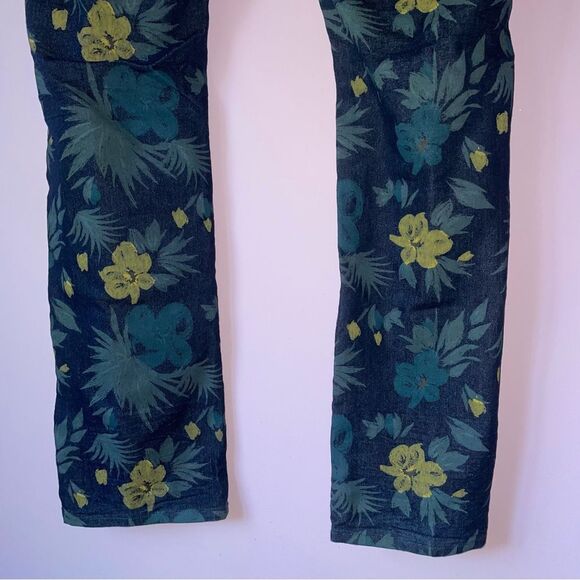 A Tiziano Size 38x34 Dark Wash Jeans Floral Painted Pants - Picture 6 of 7